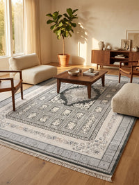 Light Gray Garden-Panel Turkish Rug styled in a room — Stylish Rugs & Carpets, Sacramento