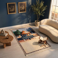 Al-Haramain & Al-Aqsa Padded Prayer Mat — area rug styled in a room, Stylish Rugs & Carpets, Sacramento