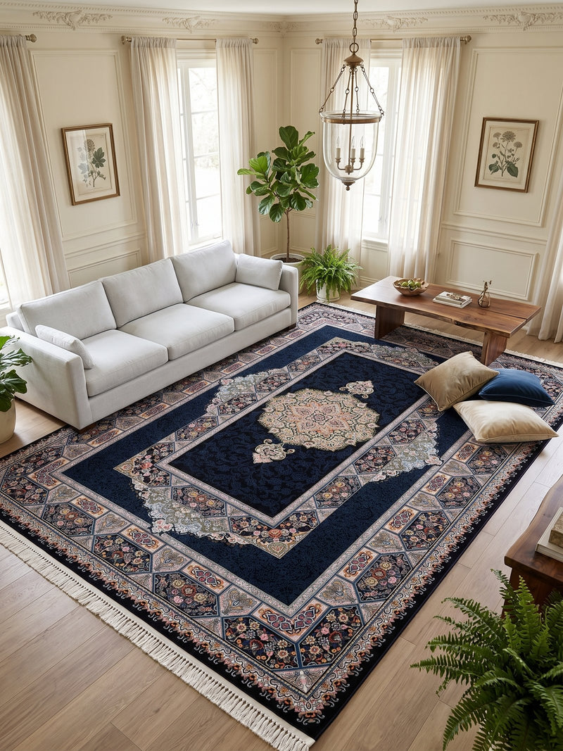 2026 Navy Luxury Traditional Rug 1200 Reeds | Stylish Rugs & Carpets