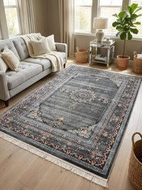 Light Gray Medallion Persian Rug · 1200 Reeds rug styled in a Sacramento home — Stylish Rugs & Carpets