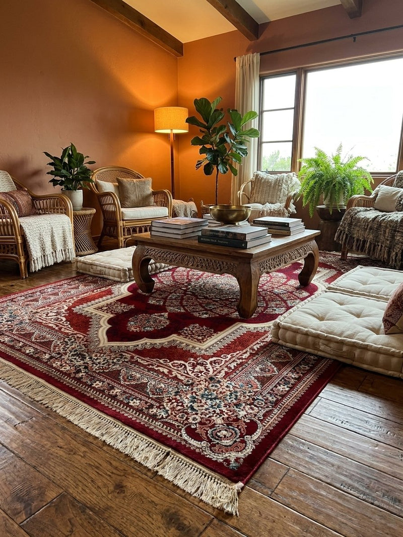Red Persian Medallion Rug — 1200 Reeds | Stylish Rugs & Carpets