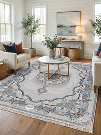 Light Gray Medallion Persian Rug · 1200 Reeds rug styled in a Sacramento home — Stylish Rugs & Carpets