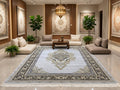 Gray & Gold Shah Persian Rug styled in a room — Stylish Rugs & Carpets, Sacramento