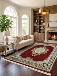 Red Floral Turkish Rug rug styled in a Sacramento home — Stylish Rugs & Carpets