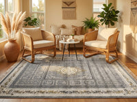 Gray & Silver Medallion Persian Rug · 1200 Reeds rug styled in a Sacramento home — Stylish Rugs & Carpets