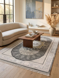 Dark Gray Panel Star Turkish Rug styled in a room — Stylish Rugs & Carpets, Sacramento