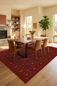 Red Herati Turkish Rug — area rug styled in a room, Stylish Rugs & Carpets, Sacramento