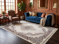 Cream Traditional Medallion Persian Rug · 1200 Reeds styled in a room — Stylish Rugs & Carpets, Sacramento