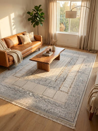 Light Gray Panel Turkish Rug rug styled in a Sacramento home — Stylish Rugs & Carpets