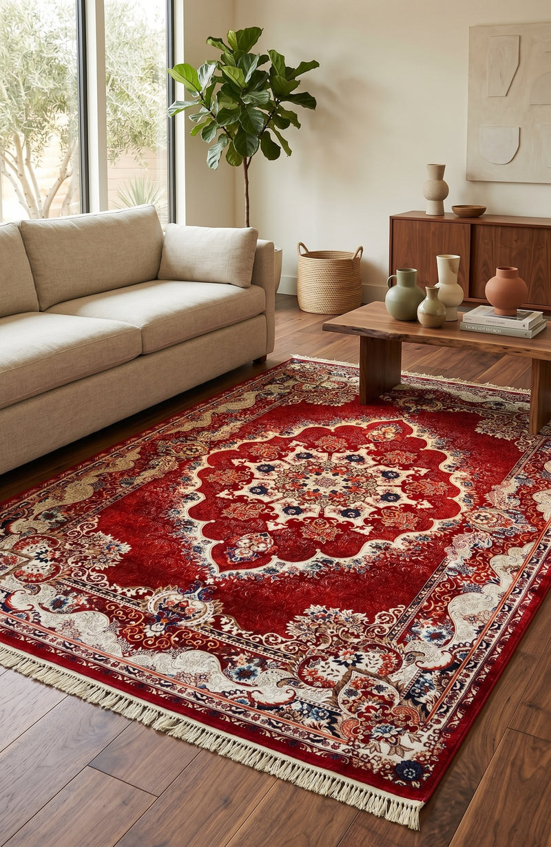 Majestic Crimson and Gold Persian Rug 1200 Reeds