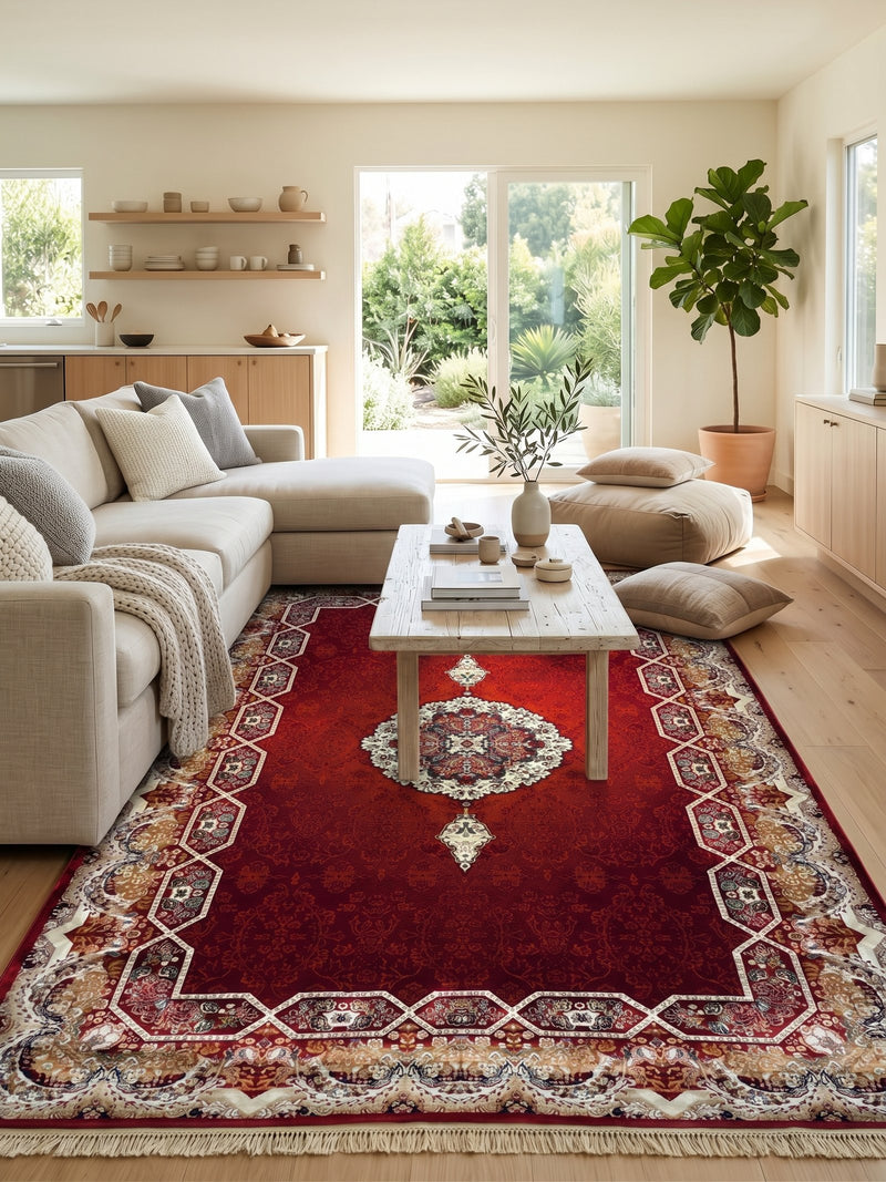 Red Persian Design Rug — 1200 Reeds | Stylish Rugs & Carpets