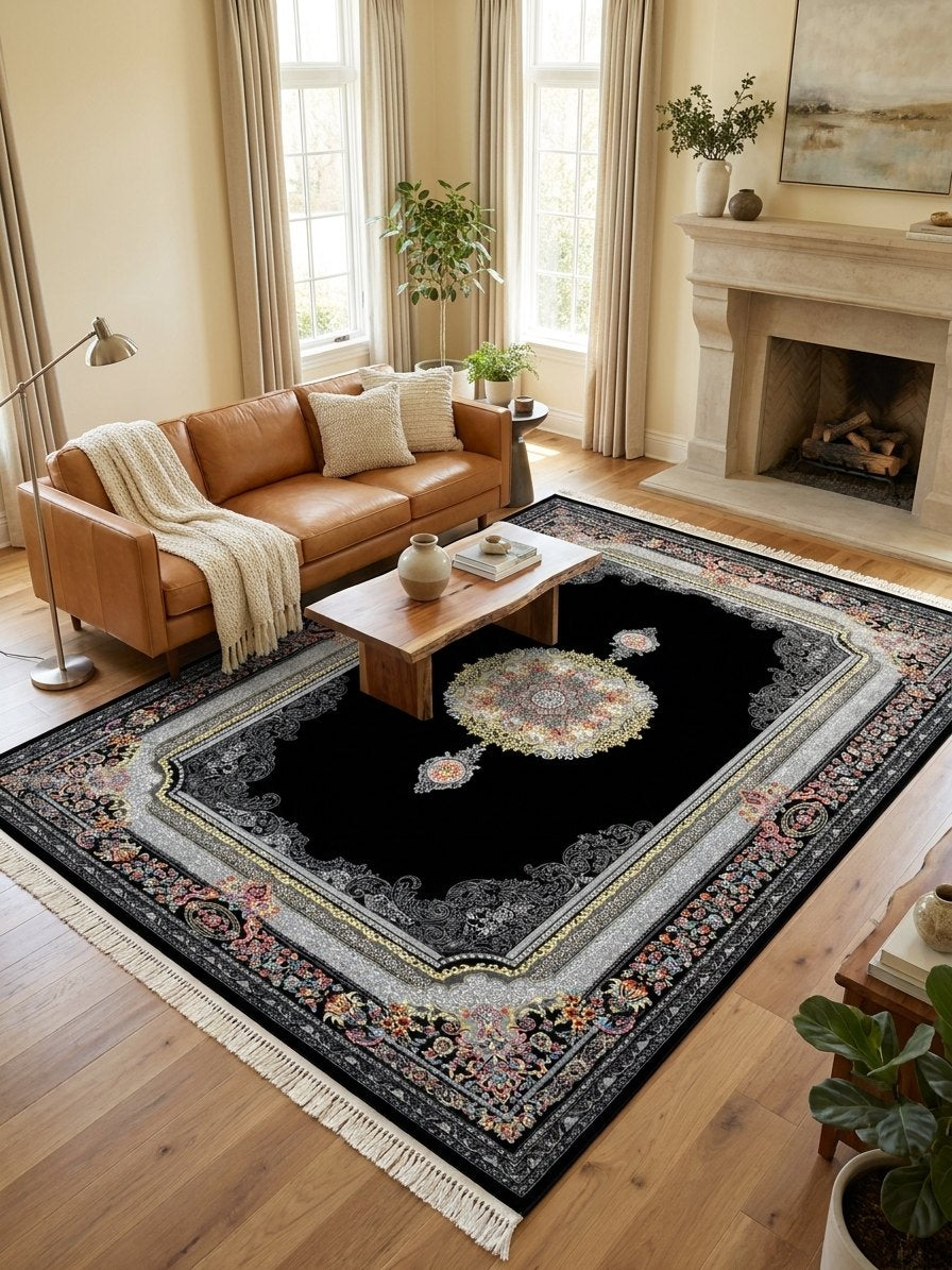 Cream Medallion Persian Rug rug styled in a Sacramento home — Stylish Rugs & Carpets