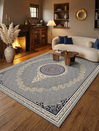 Silver & Gold Scroll Persian Rug · 1200 Reeds rug styled in a Sacramento home — Stylish Rugs & Carpets