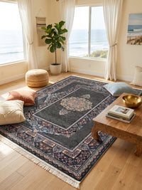 Dark Gray Medallion Persian Rug · 1200 Reeds rug styled in a Sacramento home — Stylish Rugs & Carpets
