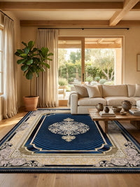 Navy 3D Persian Rug · 1200 Reeds rug styled in a Sacramento home — Stylish Rugs & Carpets