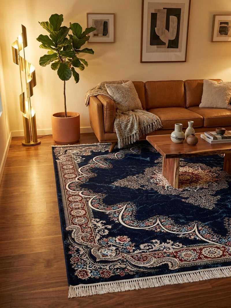 Luxury Navy Persian Rug — 1200 Reeds | Stylish Rugs & Carpets