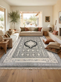 Light Gray Panel Turkish Rug rug styled in a Sacramento home — Stylish Rugs & Carpets