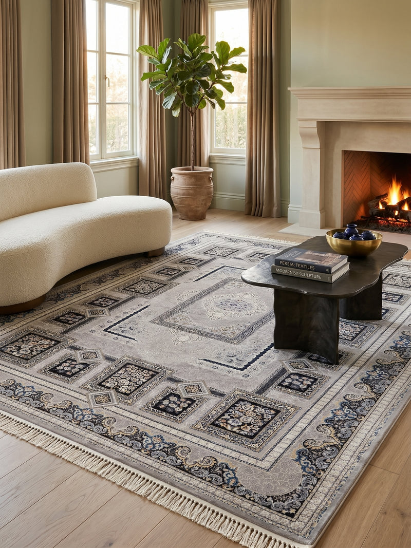 Modern Persian Carpet with Gray Background | Stylish Rugs & Carpets