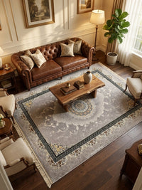 Classic Gray Medallion Persian Rug rug styled in a Sacramento home — Stylish Rugs & Carpets