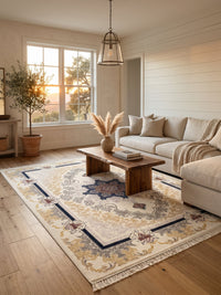 Cream Medallion Persian Rug — Modern II styled in a room — Stylish Rugs & Carpets, Sacramento