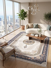Ivory & Cream Medallion Persian Rug · 1200 Reeds styled in a room — Stylish Rugs & Carpets, Sacramento