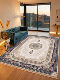 Ivory & Cream Medallion Persian Rug · 1200 Reeds styled in a room — Stylish Rugs & Carpets, Sacramento
