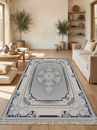 Dark Gray 3D Persian Rug · 1200 Reeds — size 3x10Feet (91x300cm)  3Meters Runner shown to scale in a living room — Stylish Rugs & Carpets, Sacramento