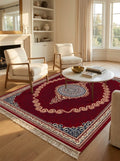 Red & Gold Scroll Persian Rug · 1200 Reeds — size 3x6Feet (91x200cm)  2Meters Runner shown to scale in a living room — Stylish Rugs & Carpets, Sacramento