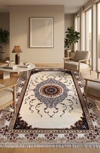 Luxury Cream Turkish Rug — 1.5M Points styled in a room — Stylish Rugs & Carpets, Sacramento