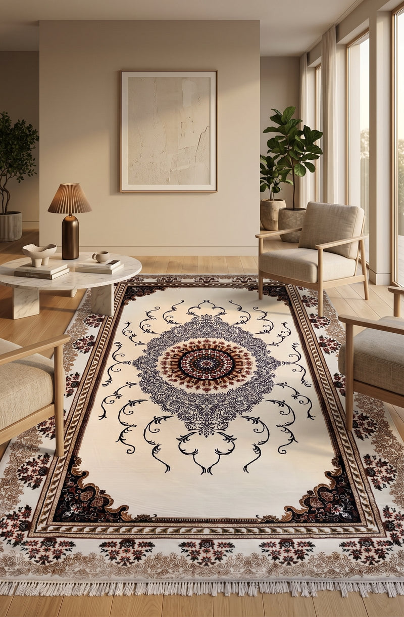 Luxury Cream Turkish Rug with 1.5 Million Points