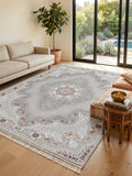 Light Gray Ornate Arch Medallion Persian Rug · 1200 Reeds — size 3x6Feet (91x200cm)  2Meters Runner shown to scale in a living room — Stylish Rugs & Carpets, Sacramento