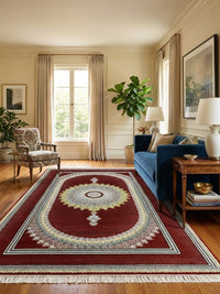 Red Sunburst Medallion Turkish Rug | Stylish Rugs rug styled in a Sacramento home — Stylish Rugs & Carpets