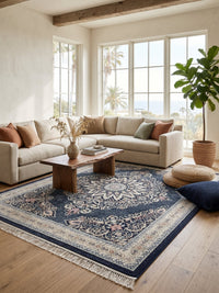 Kashan Navy Persian Design Rugs 2 Million Points styled in a room — Stylish Rugs & Carpets, Sacramento