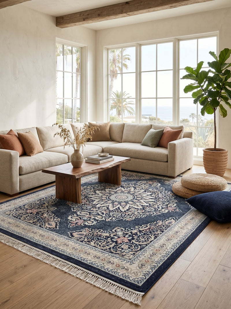 Kashan Navy Persian Design Rug 2 Million Points | Stylish Rugs & Carpets