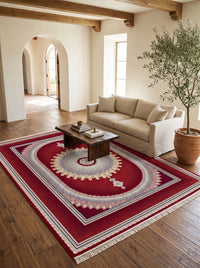 Royal Red Medallion Persian Rug · 1200 Reeds styled in a room — Stylish Rugs & Carpets, Sacramento