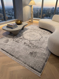 Mamluk Design Bamboo Rug, Grey Carpet styled in a room — Stylish Rugs & Carpets, Sacramento