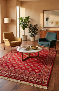 Turkmenistan Turkman Rug 1200 Reeds styled in a room — Stylish Rugs & Carpets, Sacramento