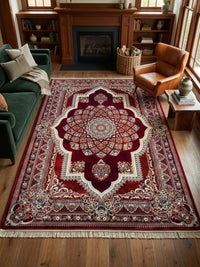 Red Persian Medallion Rug — 1200 Reeds styled in a room — Stylish Rugs & Carpets, Sacramento