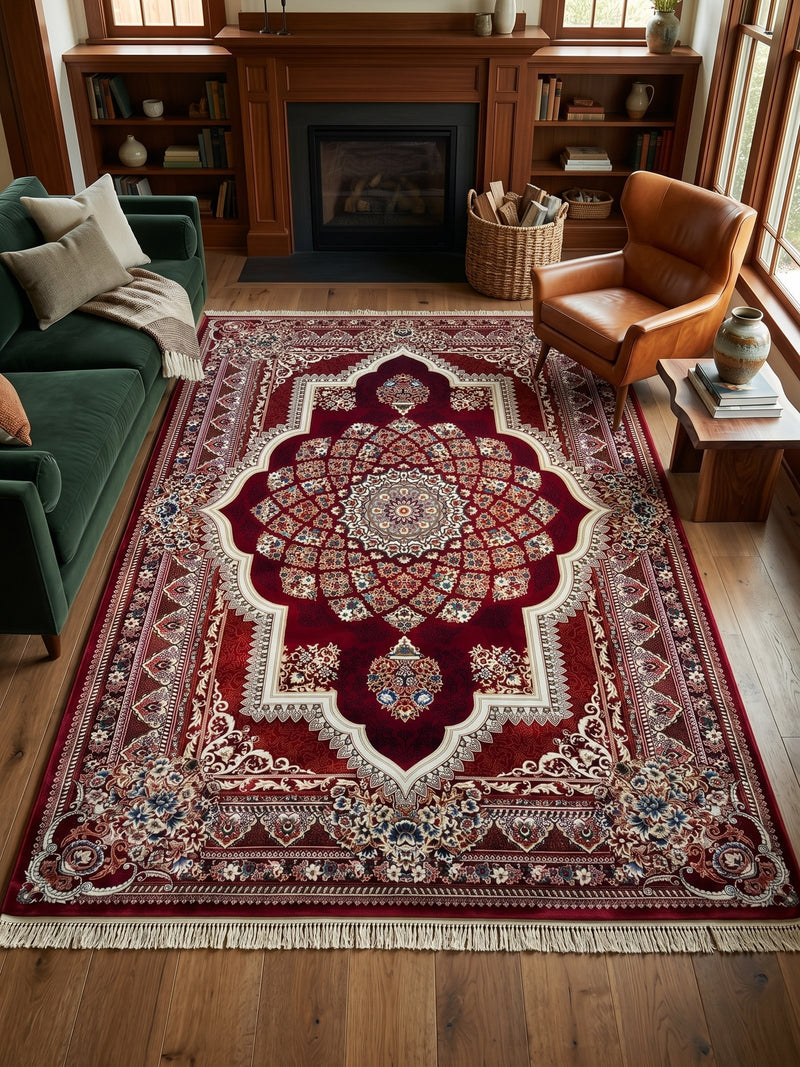 Red Persian Medallion Rug — 1200 Reeds | Stylish Rugs & Carpets