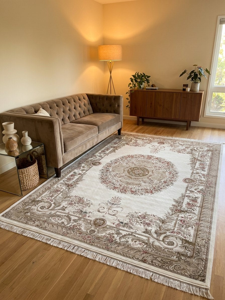Cream Persian Design Rugs 2 Million Points — area rug styled in a room, Stylish Rugs & Carpets, Sacramento