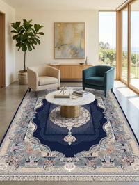 Navy Royal Medallion Persian Rug · 1200 Reeds styled in a room — Stylish Rugs & Carpets, Sacramento