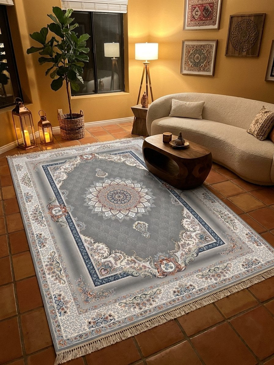 Silver Medallion Persian Rug · 1200 Reeds rug styled in a Sacramento home — Stylish Rugs & Carpets