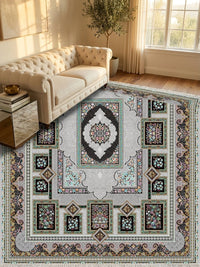 Silver Panel Persian Rug · 1200 Reeds — size 6.5x10 Feet (200x300 cm) 6Meters shown to scale in a living room — Stylish Rugs & Carpets, Sacramento