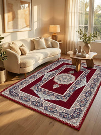 Red Medallion Persian Rug · 1200 Reeds — size 3x10Feet (91x300cm)  3Meters Runner shown to scale in a living room — Stylish Rugs & Carpets, Sacramento