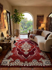 Mafkoor Persian Rug, Red — 1200 Reeds rug styled in a Sacramento home — Stylish Rugs & Carpets
