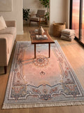 Silver Ornate-Frame Medallion Persian Rug · 1200 Reeds — size 3x6Feet (91x200cm)  2Meters Runner shown to scale in a living room — Stylish Rugs & Carpets, Sacramento