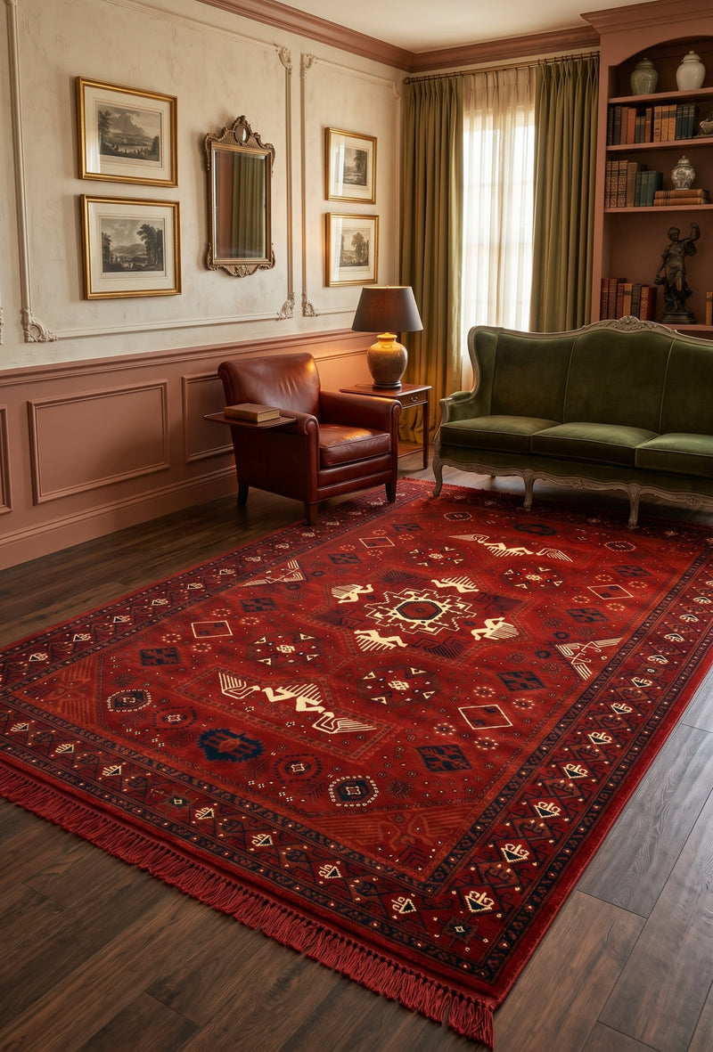 Red & Terracotta Kazak Turkish Rug