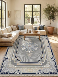Dark Gray 3D Persian Rug · 1200 Reeds — size 3x10Feet (91x300cm)  3Meters Runner shown to scale in a living room — Stylish Rugs & Carpets, Sacramento