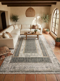 Light Gray Panel Turkish Rug rug styled in a Sacramento home — Stylish Rugs & Carpets