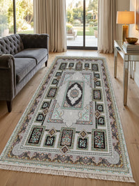 Silver Panel Persian Rug · 1200 Reeds — size 3x13 Feet (91x400 cm) 4Meters Runner shown to scale in a living room — Stylish Rugs & Carpets, Sacramento